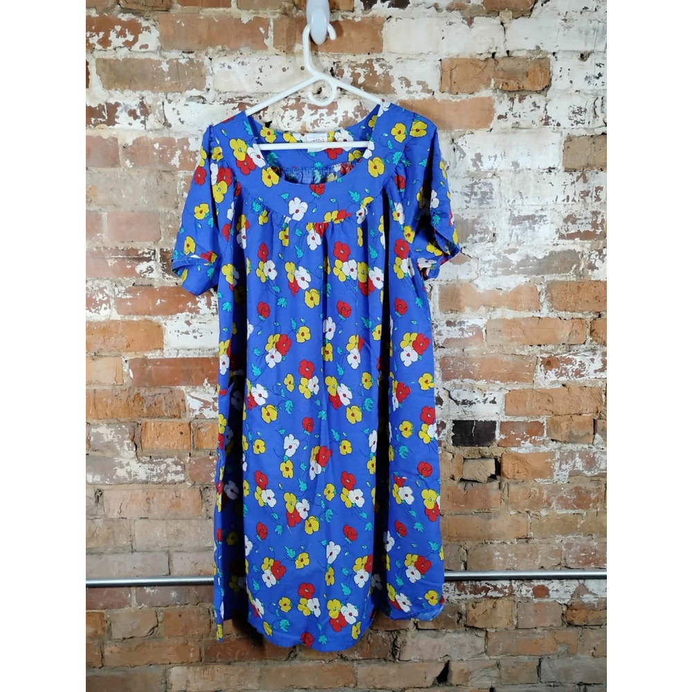 Artistic Creation Vintage Floral Print Art House Dress Smoke PJ Plus Sz 1X